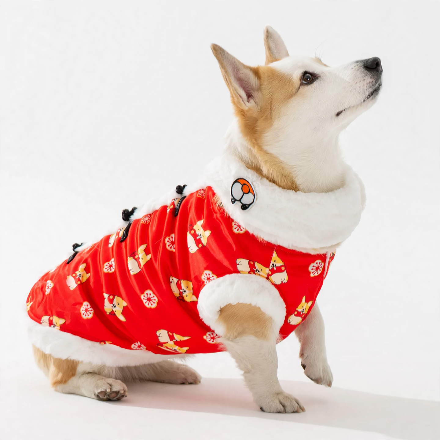 Chinesischer Wintermantel für mittlere Hunde mit Schal