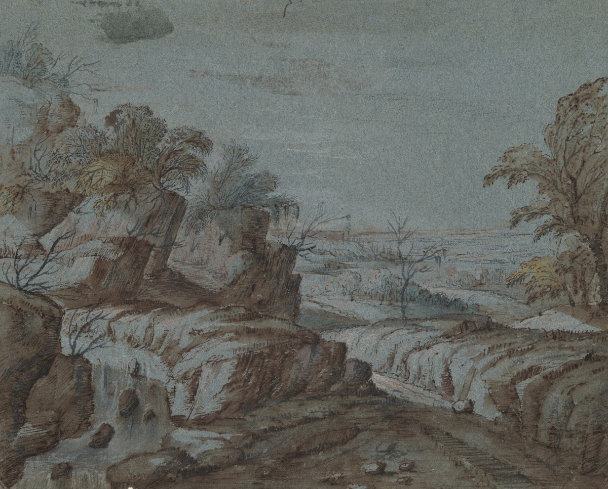 Rocky Landscape with View inDistance 17thcentury