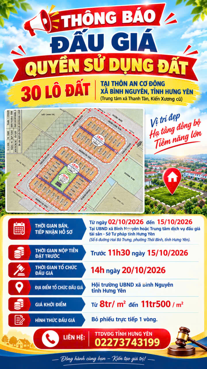 Thông báo đấu giá quyền sử dụng đất