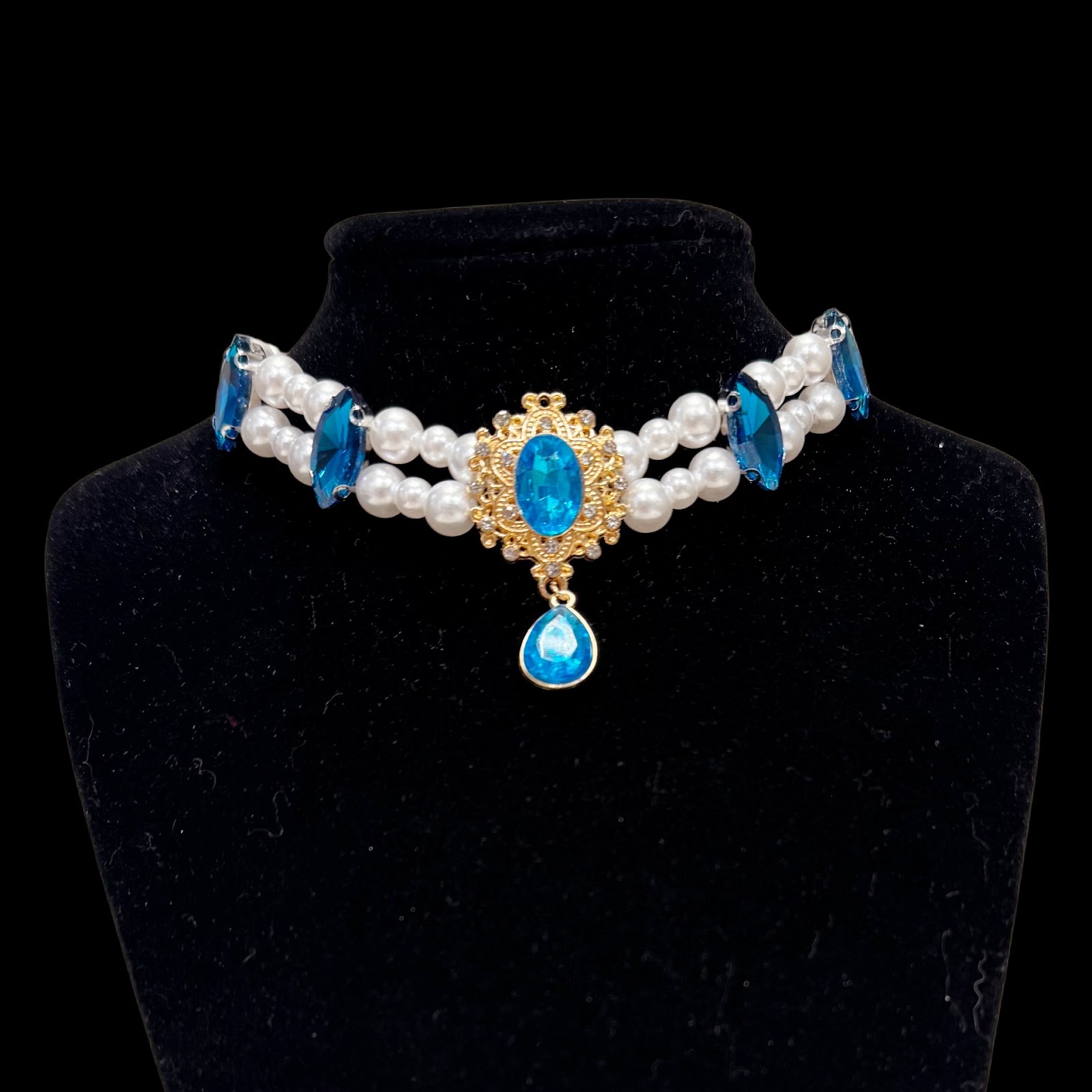 Rhinestone necklace for pets, metal