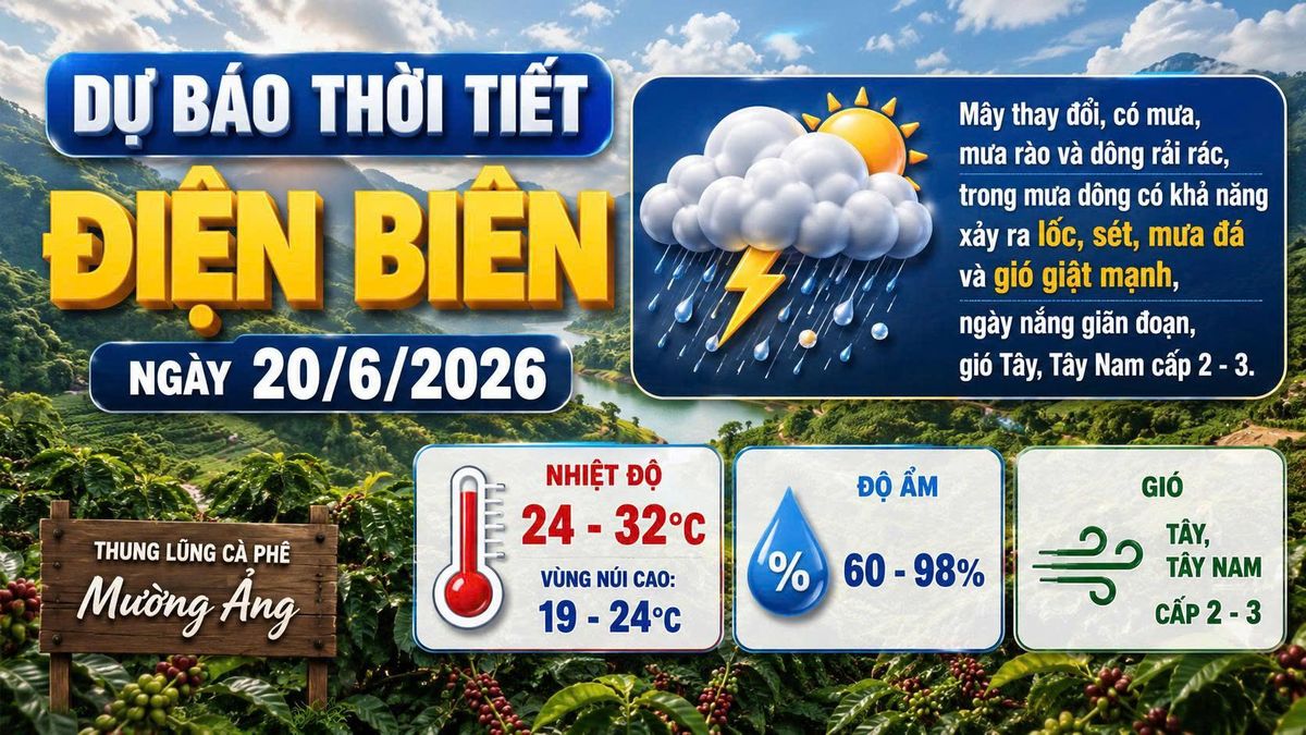 Bản tin Dự báo thời tiết ngày 20/6/2026 - Báo Điện Biên Phủ
