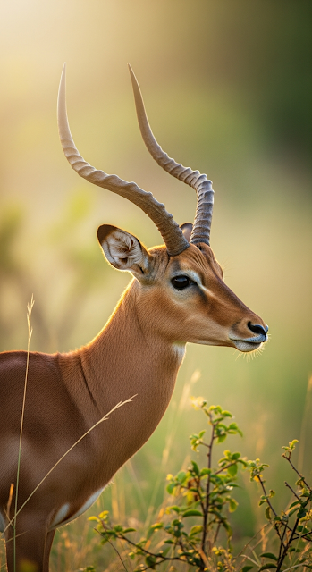 Close-up Portrait of a Male Impala Antelope with Lyre-Shaped Horns in Bushveld - Free mobile Wallpaper