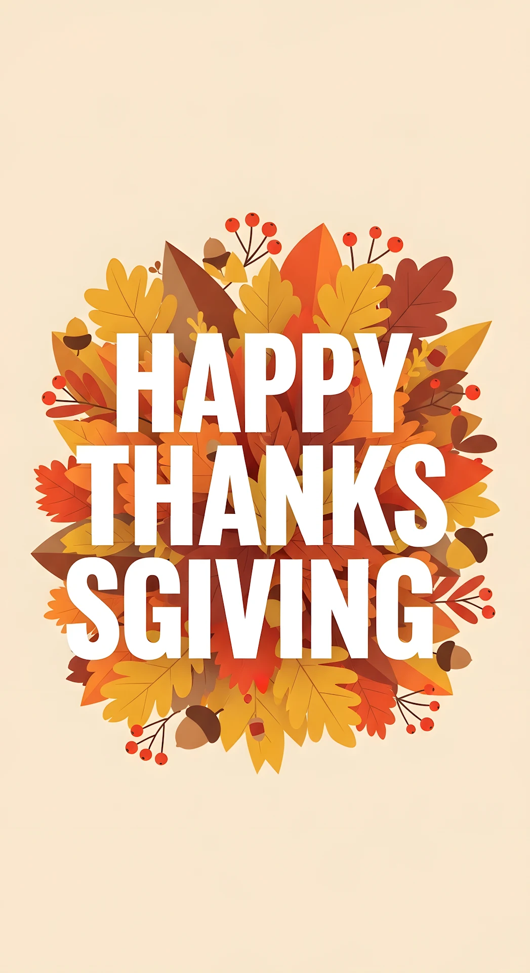 Modern Thanksgiving Greeting Autumn Leaves Cluster Design - Free 4K mobile Wallpaper