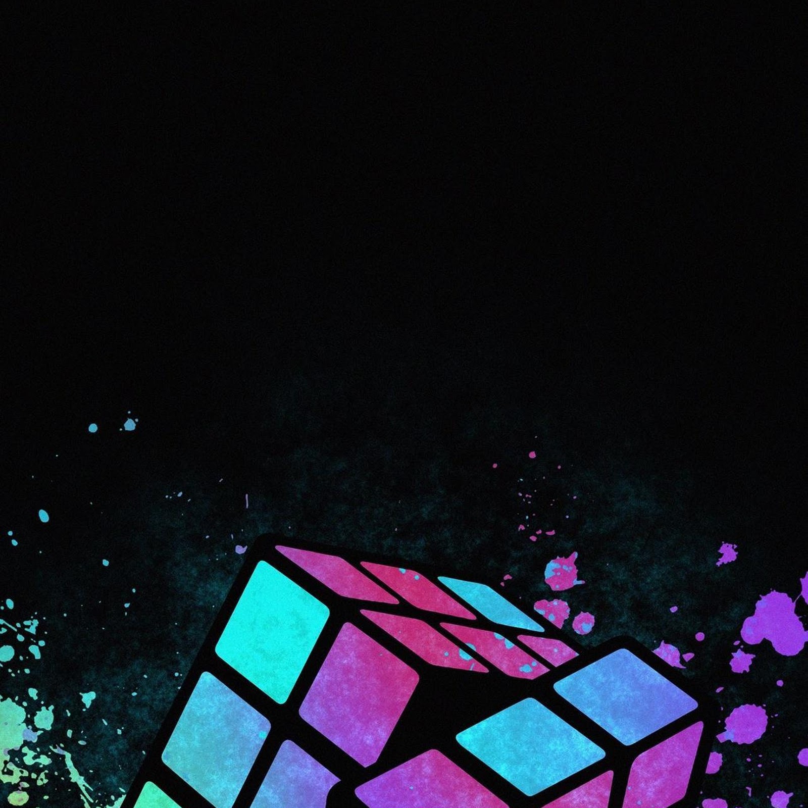 Download Neon Splatter Rubik's Cube Full HD iPhone