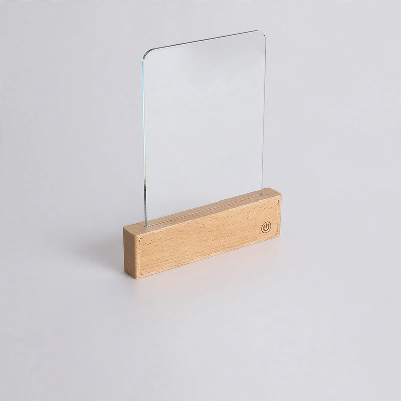 Flat reading lamp made of solid wood, USB rechargeable