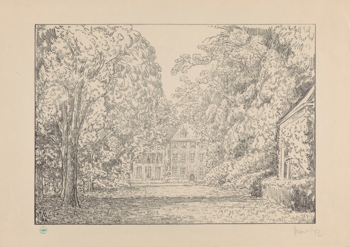 Gezicht op kasteel Duivenvoorde vanuit de tuin Duivenvoorde I 1929