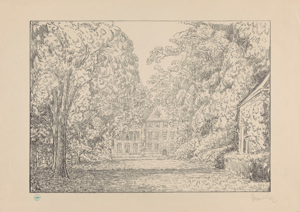 Gezicht op kasteel Duivenvoorde vanuit de tuin Duivenvoorde I 1929