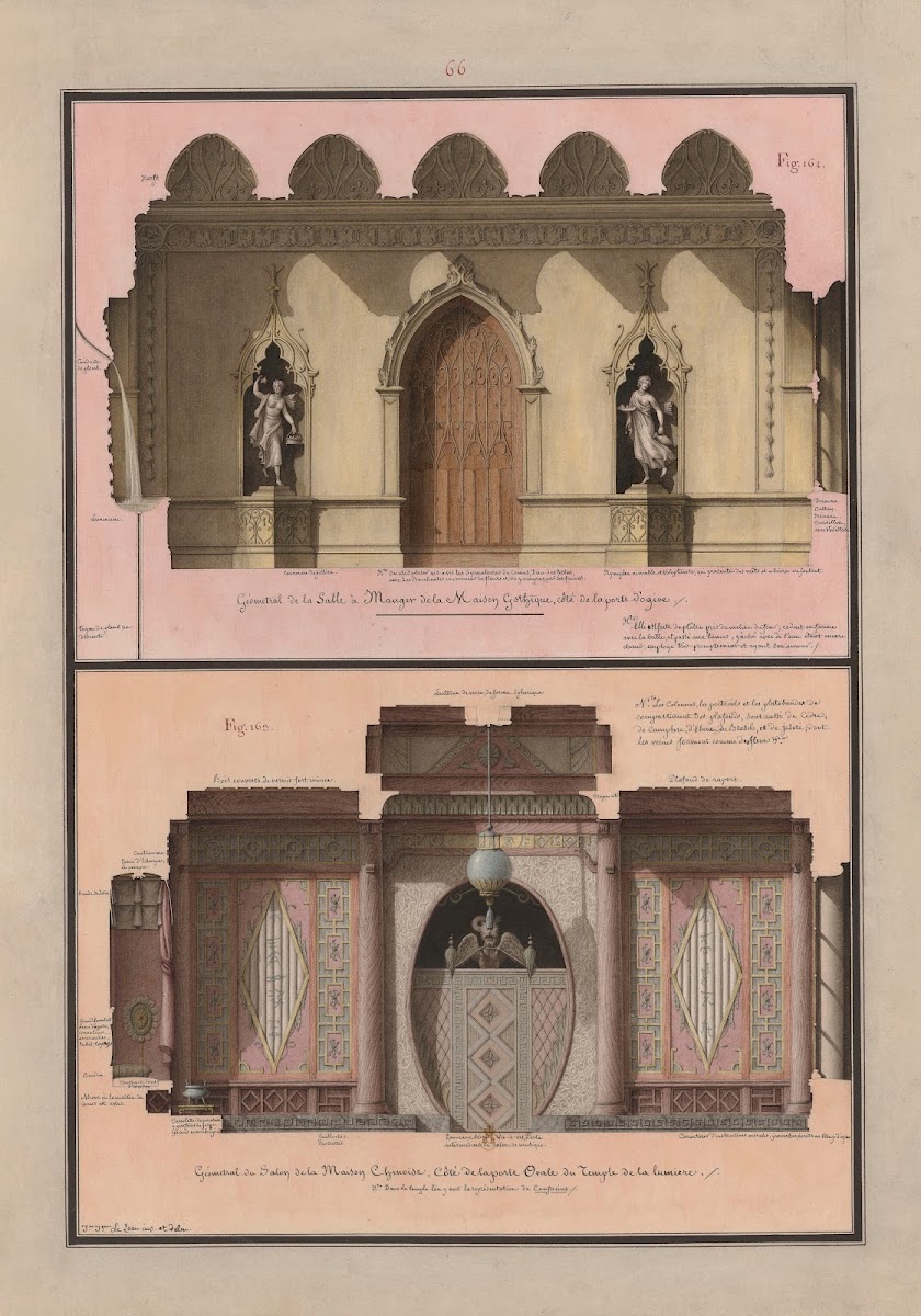 Géométral de la salle à manger de la maison gothique côté de la porte dogive 177