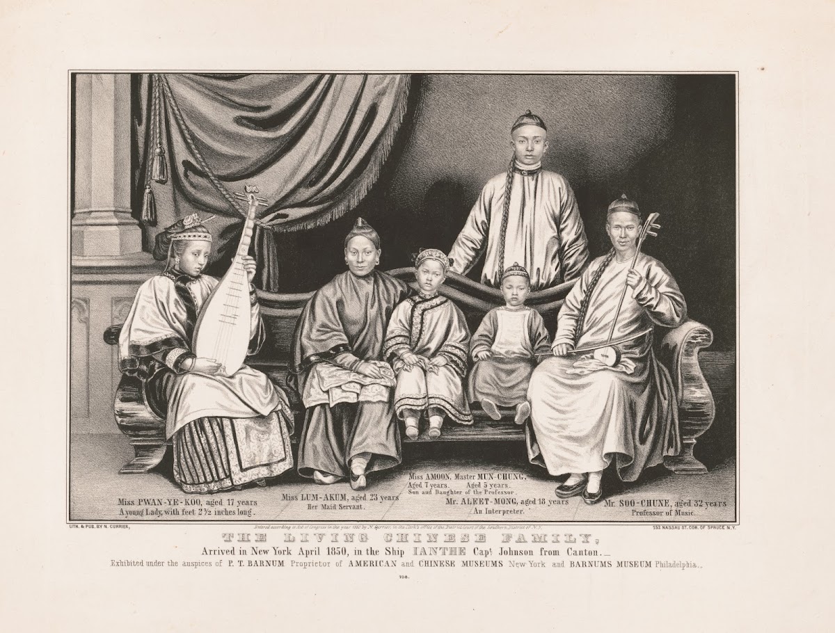 The living Chinese family arrived in New York April 1850 in the ship Ianthe Capt