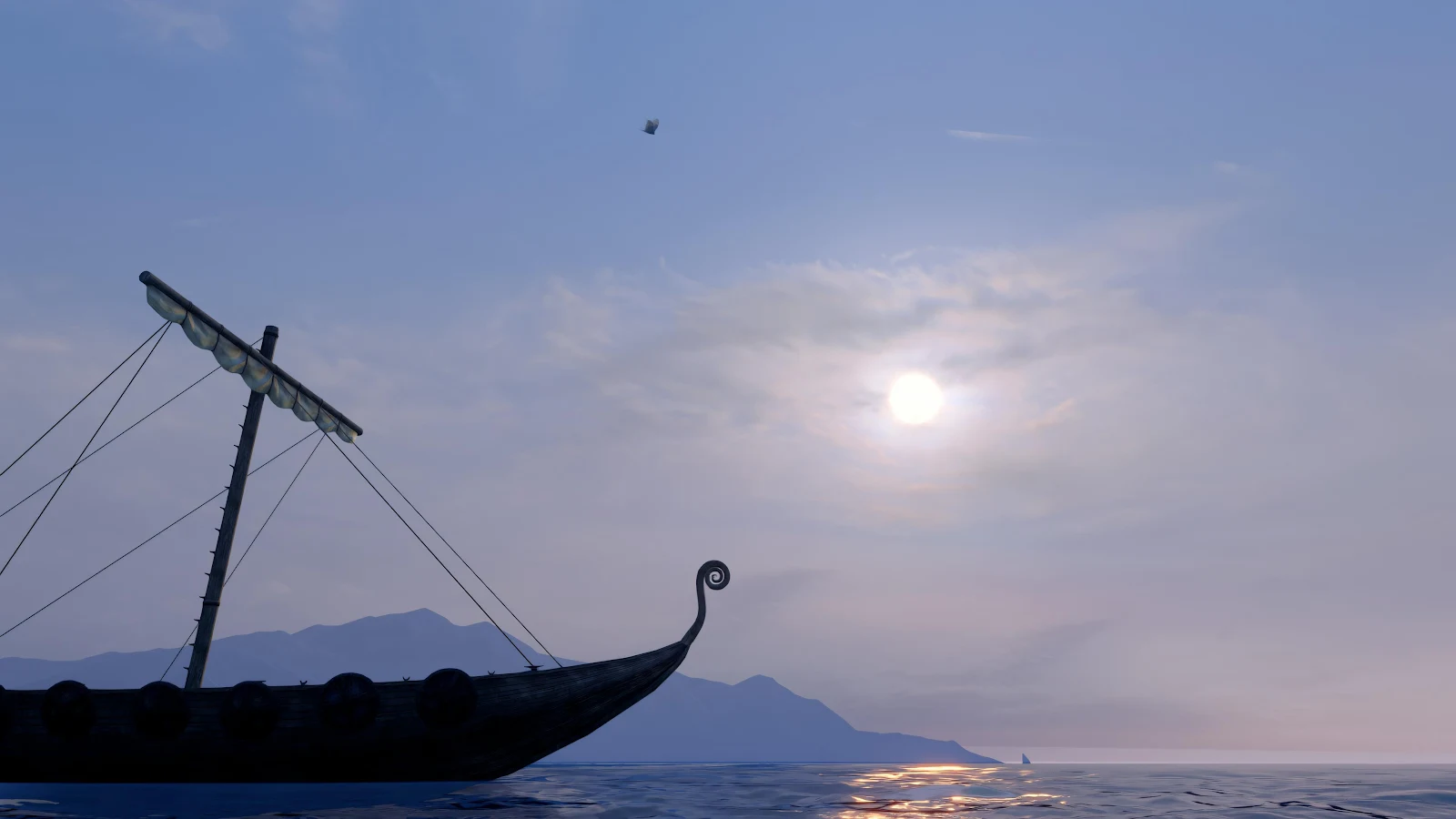 Viking Longship Under Pastel Sky - 3D Digital Art 4K Wallpaper (3840x2160)