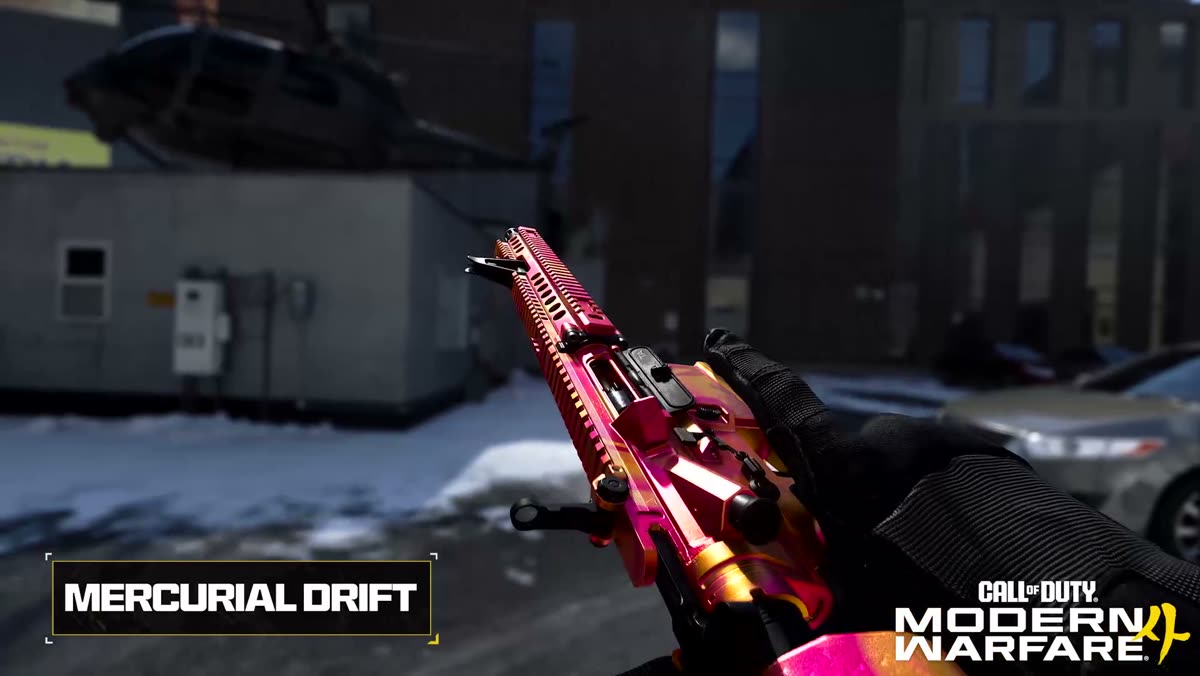 MW4 Mercurial Drift multiplayer mastery camo shown on a weapon in Modern Warfare 4