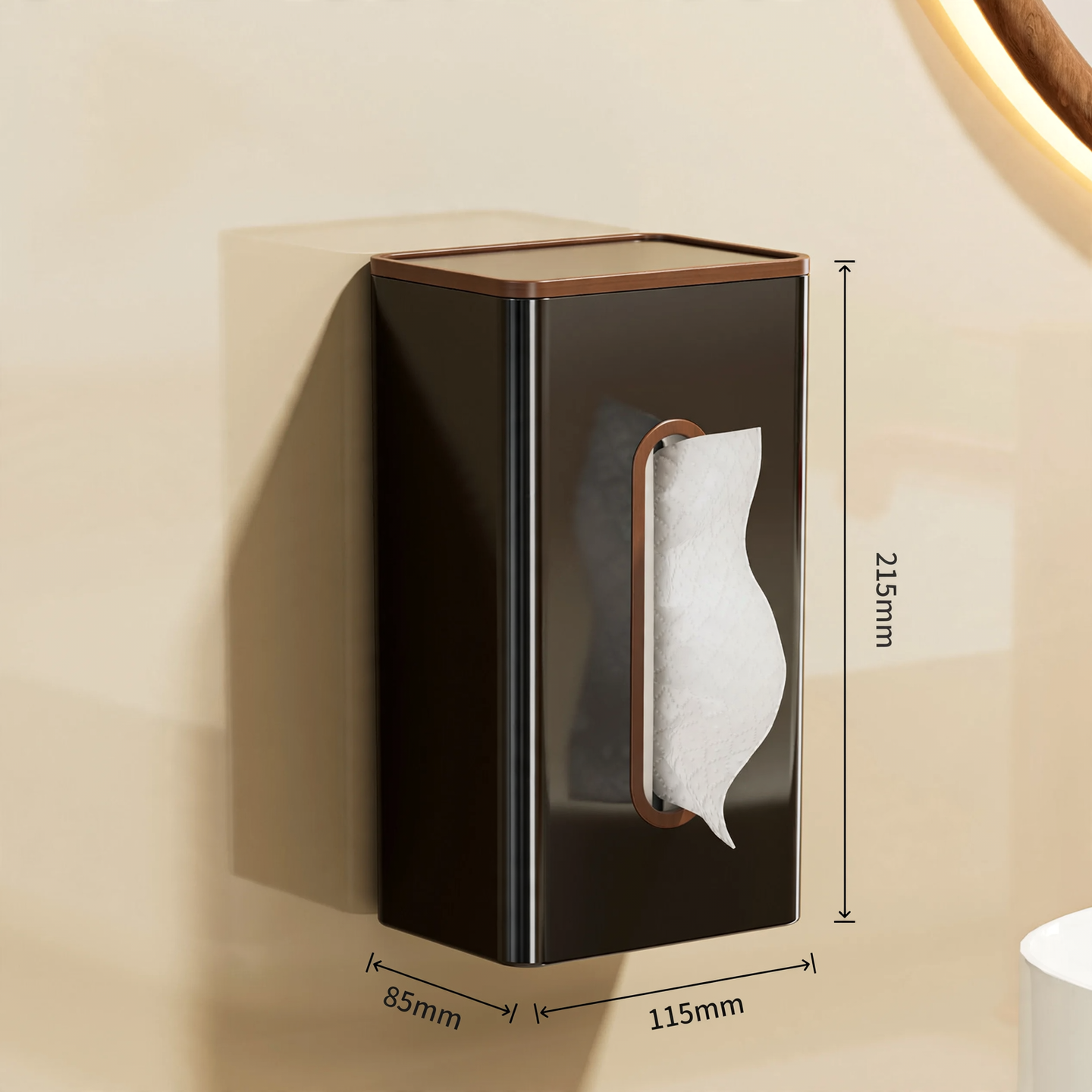 Wall-mounted cosmetic tissue box, plastic
