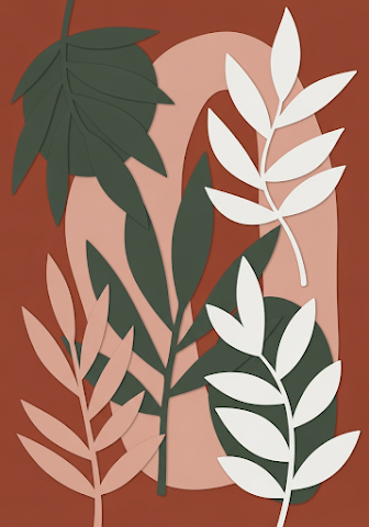 Abstract Plant Shapes Collage Art