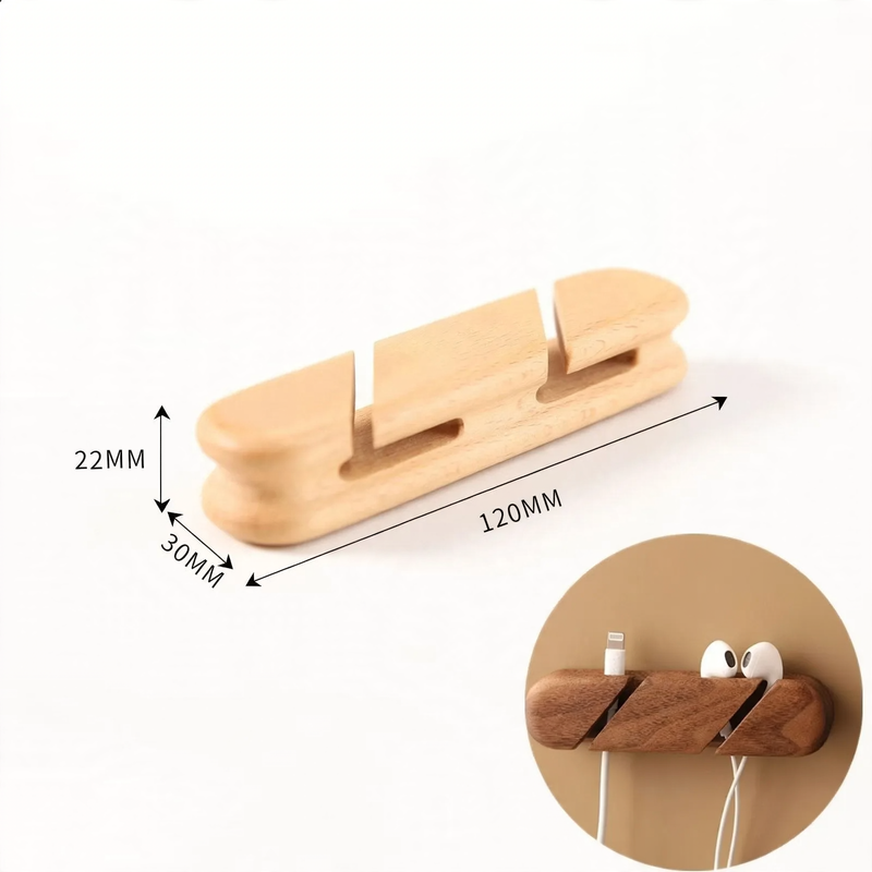Wooden cable organizer with slots