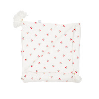 Детский плед Twins муслиновый 90x90 утепленный с кисточками Вишны белый