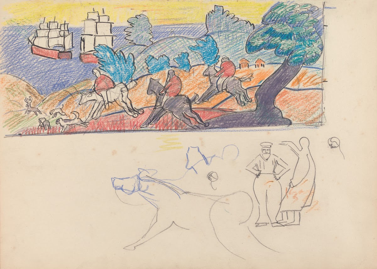 Cave of the Golden Calf Study for Deer Hunting Mural 1912