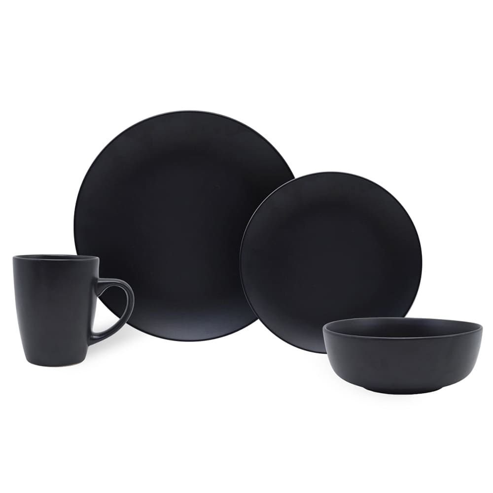 Vajilla de cerámica Chefmaker™ para 4 personas, color negro, 16 piezas