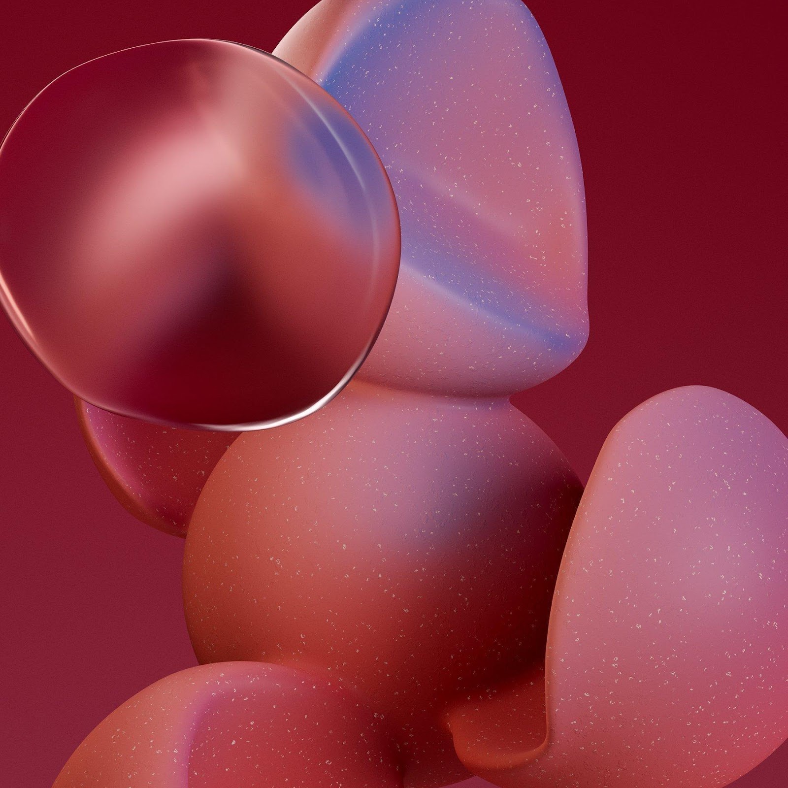 Download Abstract Red 3D Shapes 2K iPhone