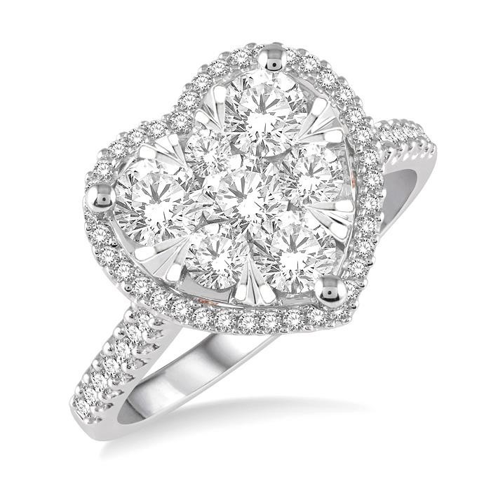 Heart Shape Halo Lovebright Essential Diamond Engagement Ring