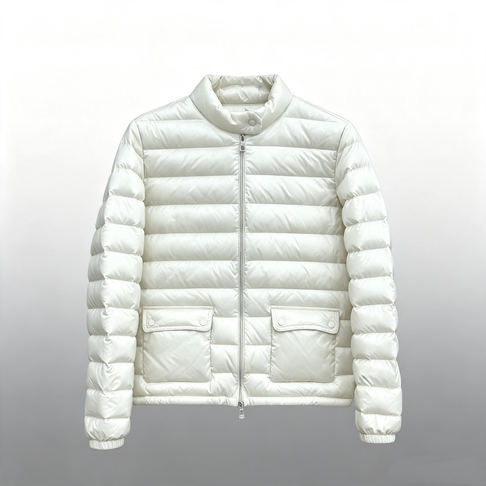 Light Women's Down Jacket, Stand Collar, White Goose Down