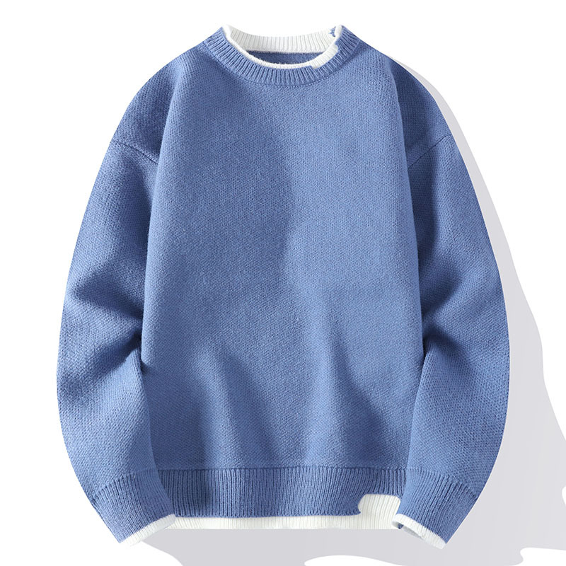 Men's knit sweater in faux-layer look, fashionable and comfortable