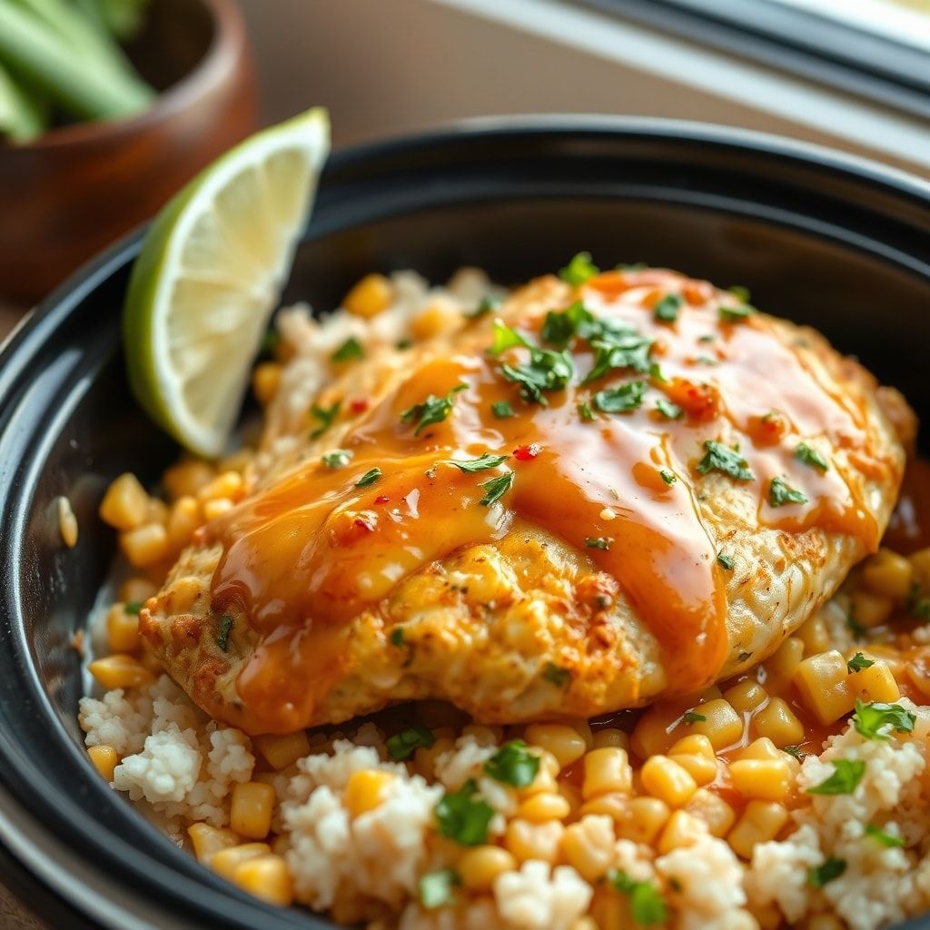Creamy Slow Cooker Street Corn Chicken Recipe (Easy Weeknight Dinner) finished