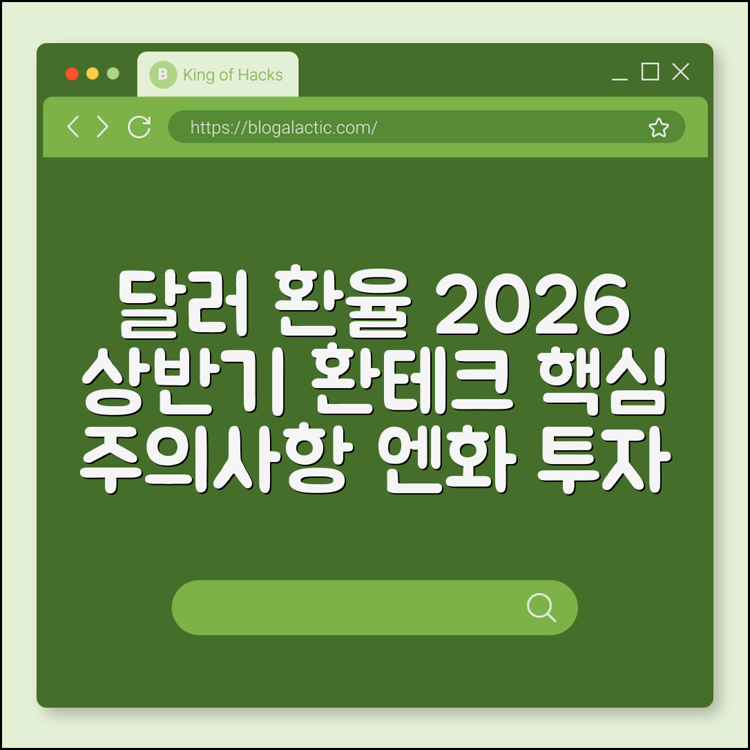 달러 환율 전망 2026년 상반기 분석 및 환테크 주의사항 (엔화 투자, 환전 우대, 외화예금)