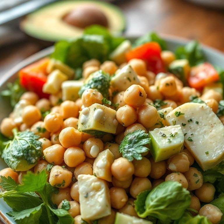 Fresh Chickpea Feta Avocado Salad Ready in 15 Minutes: Quick, Homemade, Healthy