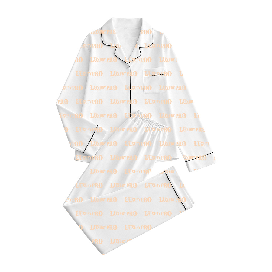 AOP KHU Children's Bordered Long Sleeve Shirt Pajama Set - No Drawstring