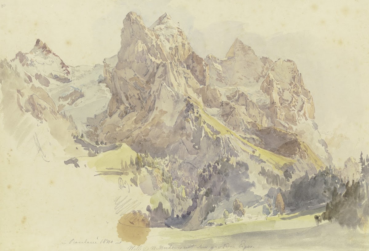 Blick von Rosenlaui auf das Wetterhorn und den Eiger 1840