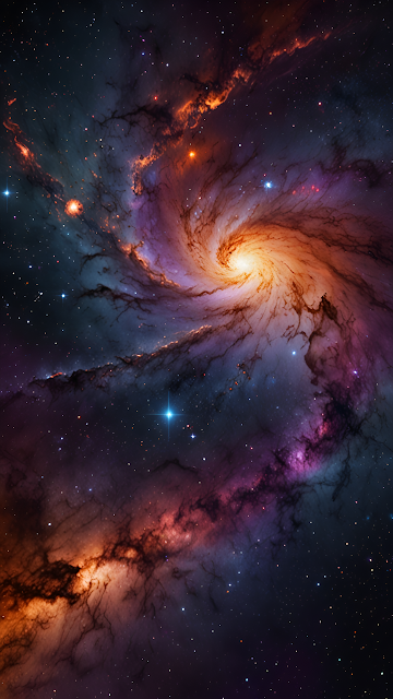 Vibrant Spiral Galaxy Nebula in Deep Space, Cosmic Swirl - Free mobile Wallpaper