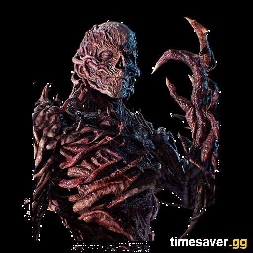 Character render of Henry Creel, The First, with vine-covered flesh and a raised clawed hand