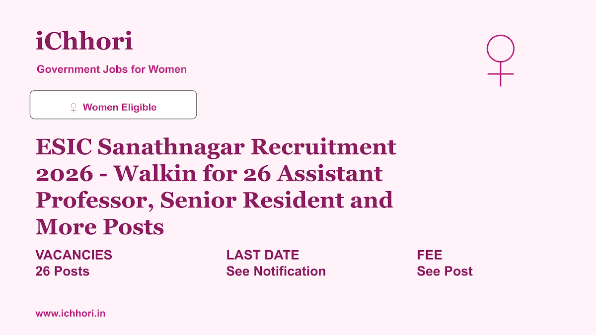 ESIC Sanathnagar Recruitment 2026 - Walkin for 26 Assistant Professor, Senior Resident and More Posts - iChhori