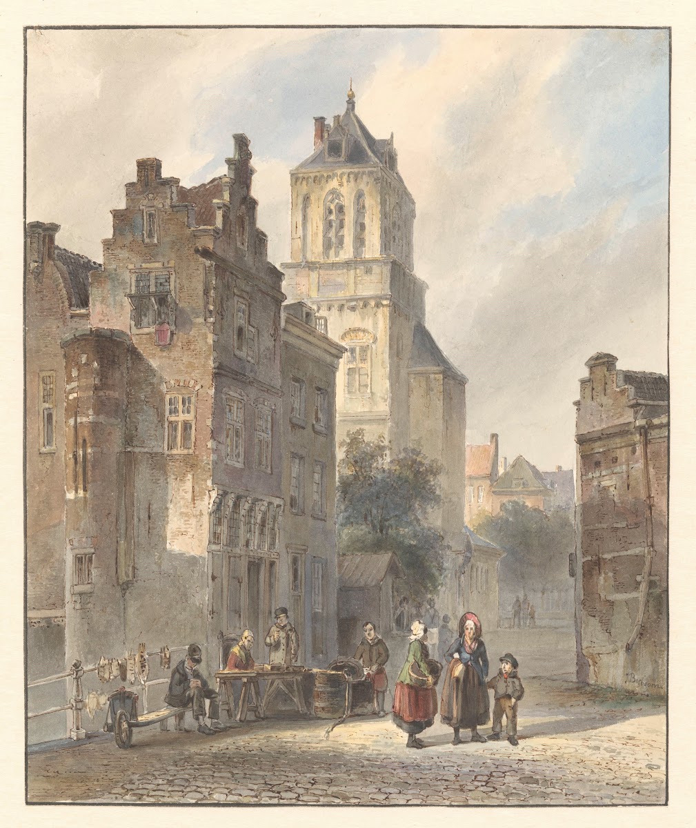 Gezicht op het stadhuis van Delft 1827   1891