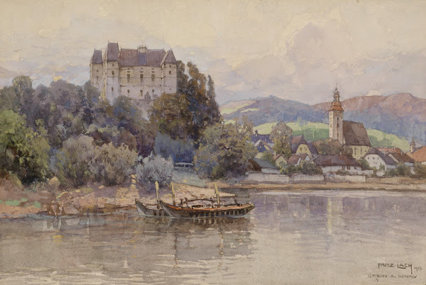 Blick auf Grein an der Donau 1916