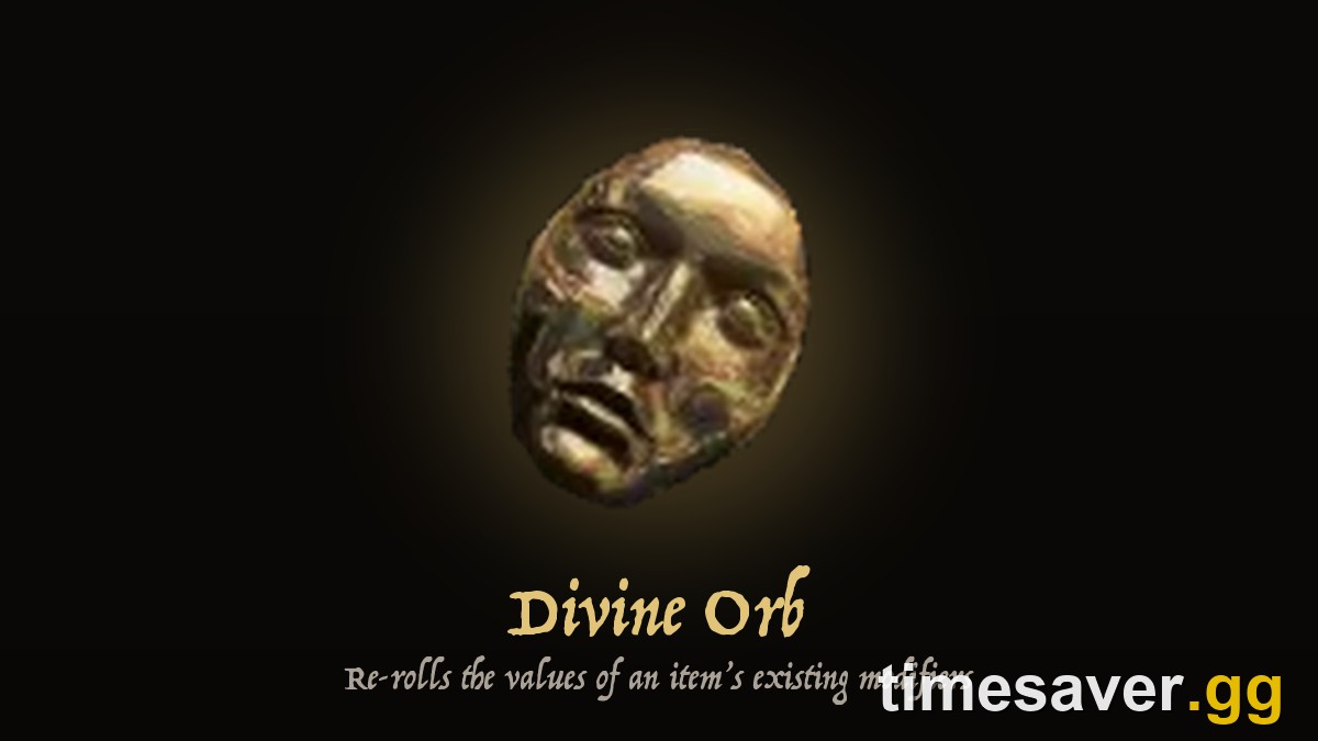 The Path of Exile Divine Orb inventory icon — the golden mask currency that re-rolls an item's existing modifier values