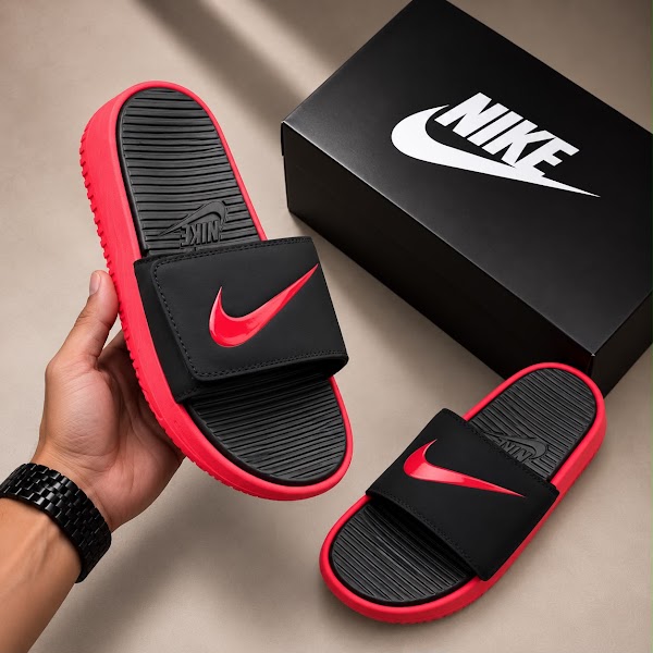 Nike Slides Negro Rojo