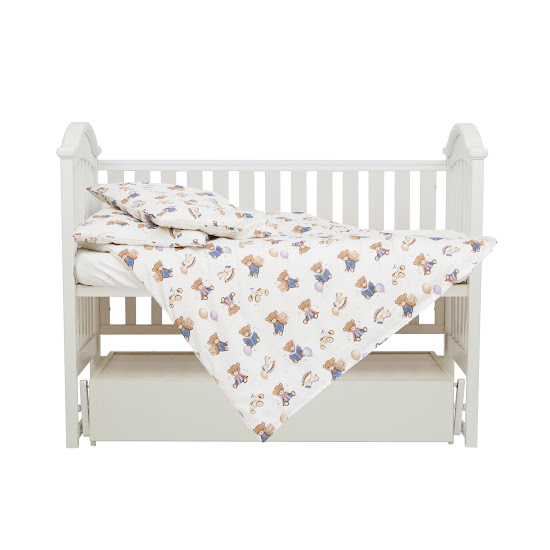 Детское сменное постельное белье 4 эл Twins Satin Limited Teddy Bears бежевый светлый