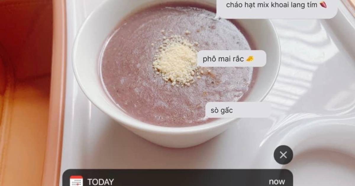 Cháo sò gấc khoai lang tím phô mai 🧀
