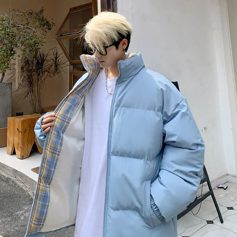 Men's padded jacket with stand-up collar, padded