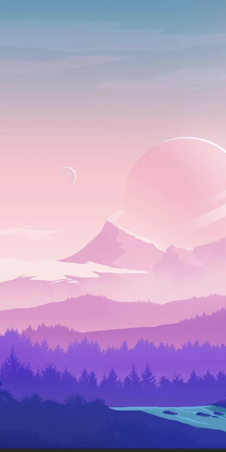 Mountains Digital Art 2K Phone Wallpaper