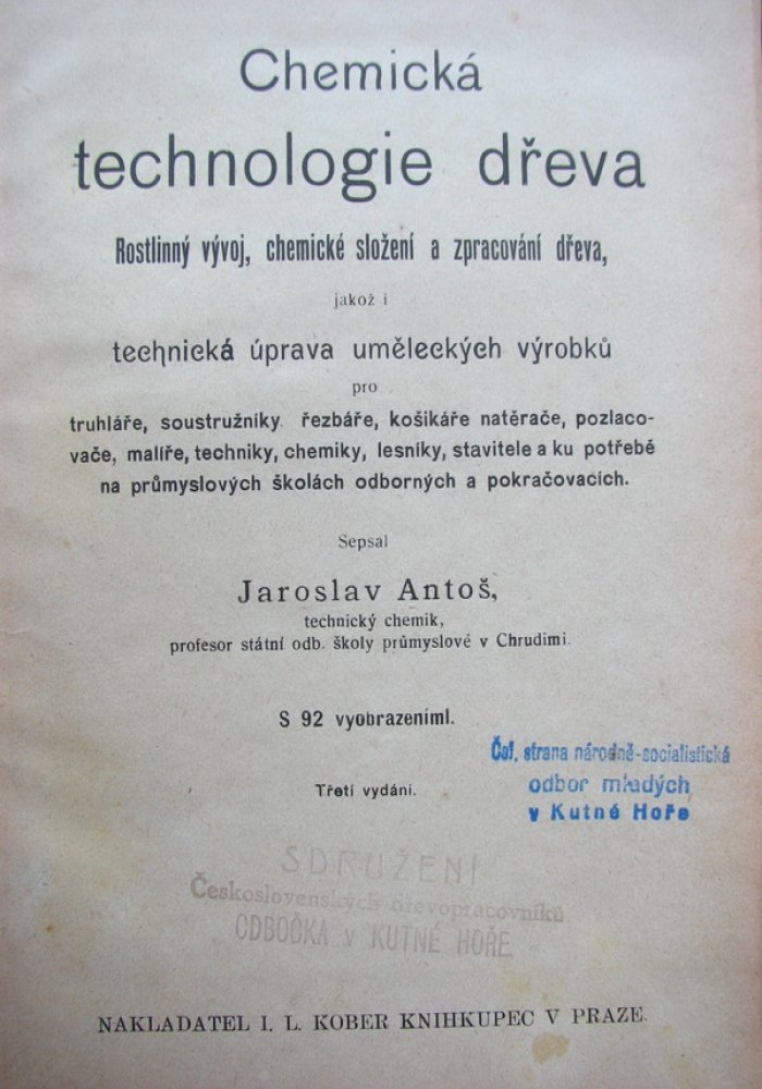 Chemická technologie dřeva Truhlářství a tesařství