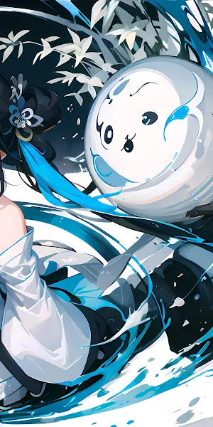 Anime, Girl, Chinese, Orb, Ink 4K Wallpaper Background