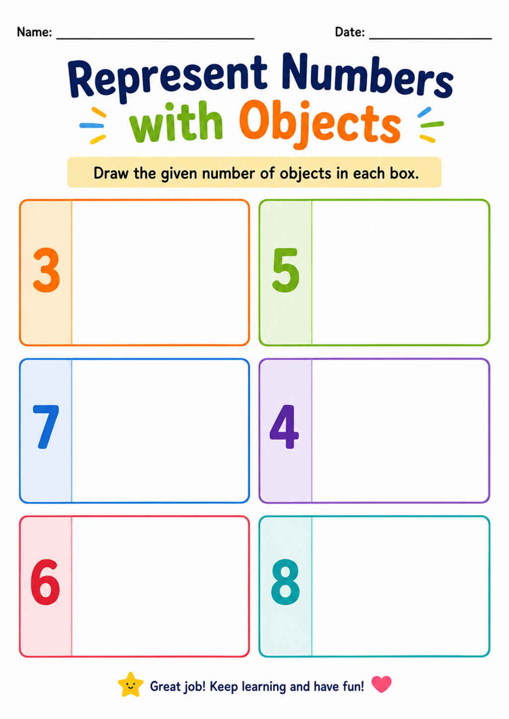 Represent Numbers with Objects Worksheet