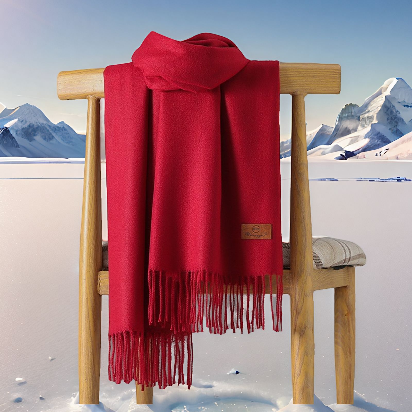 Cashmere scarf with fringes, 70x200 cm, thickened
