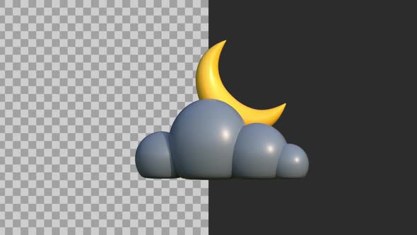 Modern 3D Animated Cloud and Crescent Moon Icon Free Download – Envato Elements