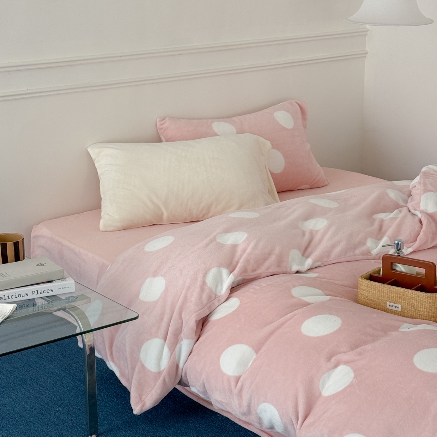 Warm milk fiber fleece bedding set, 4 pieces