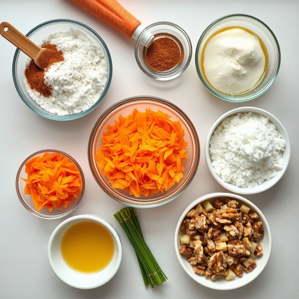 Ingredients for Hawaiian Carrot Pineapple Cake – Easy One-Bowl Tropical Dessert