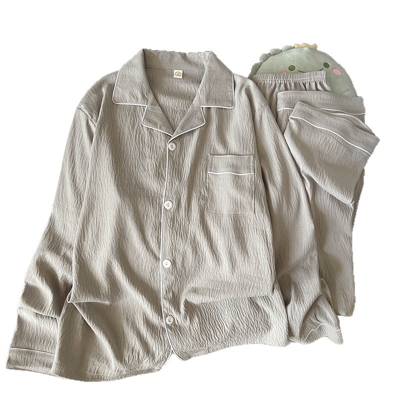 Herren-Pyjama aus weicher Baumwoll-Gaze, schlicht