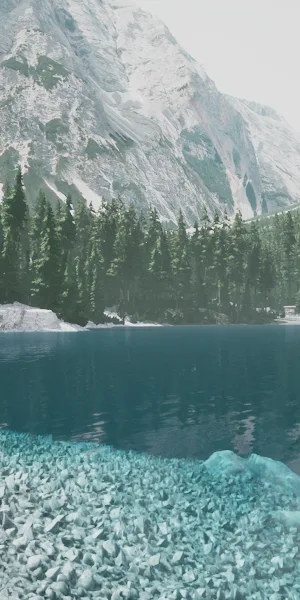 Mountain Lake, Alpine Scenery, Turquoise Water, Forest Landscape 2K Wallpaper Background